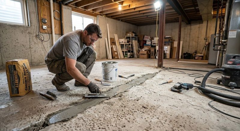 Cracked Basement Floor Repair in Lancaster County, PA