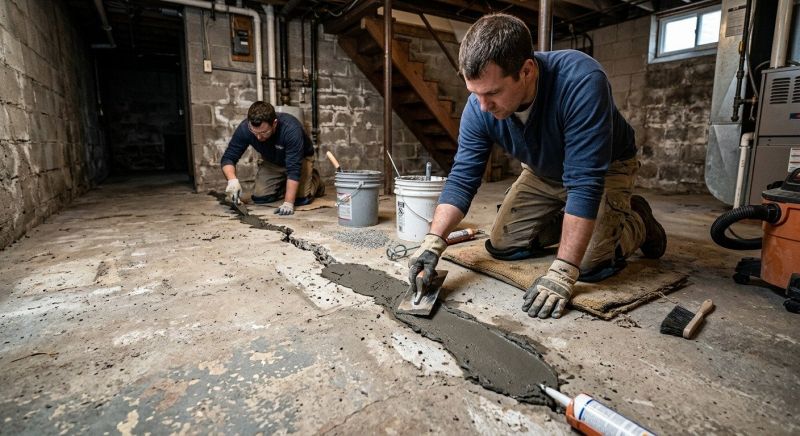 Cracked Basement Floor Repair in Lancaster County, PA
